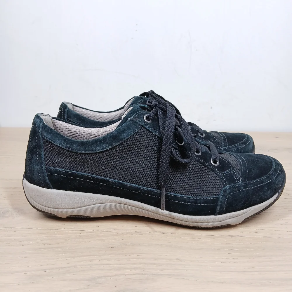 Dansko Black Leather‎ Mesh Lace Up Comfort Walking Shoes Sneakers 1618